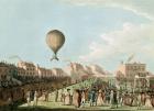 Vincent Lunardi's Aerial Ascent from the Artillery Ground, 15th September 1784 (coloured engraving)