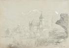 Castle of Spiez, 1841 (pencil and gouache on gray-green paper)