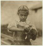Rosie, aged 7, illiterate, working for a second year as an oyster shucker at Varn & Platt Canning Company, Bluffton, South Carolina, 1913 (b/w photo)