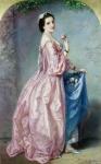 Lady holding Flowers in her Petticoat, 19th century (watercolour on paper)