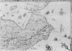 Map of New France dedicated to Colbert by Duchesneau, Intendant, 1681 (engraving) (b/w photo) (detail) (see also 164768)