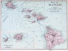 A map of Hawaii c. 1898. The eight major islands of the Hawaiian archipelago. From The History of Our Country, published 1900