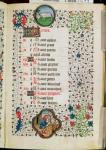 Ms 19 March: Aries and a man felling trees, from a Book of Hours, early 15th century (vellum)