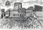 The Benediction of Pope Pius V in St.Peter's Square c.1567 (engraving)