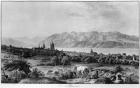 View of Lausanne (engraving) (b/w photo)