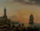 A Calm at a Mediterranean Port, 1770 (oil on canvas)