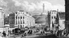 Waterloo Place, The National and Nelson's Monuments and Calton Hill, Edinburgh, engraved by Thomas Barber, 1829 (engraving)