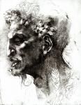 Head of a Satyr (pen & ink on paper) (b/w photo)