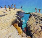 Jumping off the rocks,Plates,Skiathos,2015,(oil on canvas)