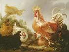 Cockerel and hens in a landscape, 1649 (oil on canvas)