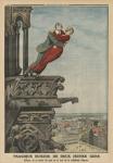 Tragic suicide of two young people from the tower of the cathedral in Antwerp, back cover illustration from 'Le Petit Journal', supplement illustre, 11th May 1913 (colour litho)