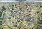 Map of Paris during the period of the 'Grands Travaux' by Baron Georges Haussmann (1809-91) 1864 (coloured engraving)