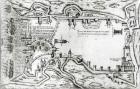 Map illustrating La Rochelle occupied by the Huguenots (engraving) (b/w photo)