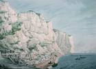 Study of Cliffs:  Sailing Vessels in the Offing and Small Boats with Figures near Shore, 18th century (watercolour)