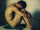 Study of a Nude Young Man, 1836 (oil on canvas)