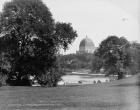 Central Park, New York, boat pond and Temple Beth-El, c.1900 (b/w photo)