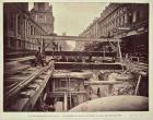 Construction of the metro system along the rue de Rivoli, 1898 (b/w photo)