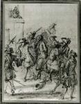 The Arrest of Louis Dominique Cartouche (1693-1721) (crayon on paper) (b/w photo)