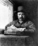 Self portrait while drawing, 1648 (etching)