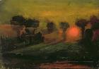Sunset through Trees, c.1855 (oil on card)