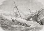 The sinking of The SS London during stormy weather in the Bay of Biscay, in 1864. From L'Univers Illustre published 1866.