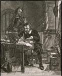 William Tyndale (c.1492-1536) at work (engraving)