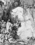 The Small Raising of Lazarus, 1644 (etching) (b/w photo)