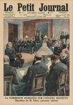 The commission of inquiry on the Rochette affair, Evidence of Monsieur Fabre, public prosecutor, front cover illustration from 'Le Petit Journal', supplement illustre, 5th April 1914 (colour litho)