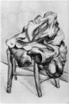 Drapery on a Chair, 1980-1900 (pencil and w/c wash on paper) (b/w photo)