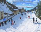 Skiing down to Selva Val Gardena,2016,(oil on canvas)