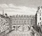Houses on the Saint-Michel Bridge, Paris, 1875 (litho)