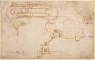 Study of an Ionic capital (red chalk on paper) (recto)