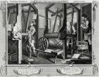 Industry and Idleness, The Fellow'Prentices at their Looms, plate 1, 1747 (engraving) (b/w photo)