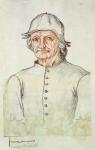 Ms 266 fol.275 Portrait of Hieronymus Bosch (145-1516) from the 'Recueil d'Arras' (charcoal & red chalk on paper)
