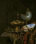 Magnificent Still Life with Holbein Bowl, Nautilus and glass cup and fruit bowl, 1678 (oil on canvas)