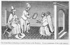 Kublai Khan gives a golden tablet ensuring safe passage to Niccolo and Maffeo Polo (engraving)