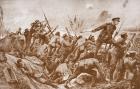 Second-Lieutenant G.H. Woolley in the defense of Hill 60 with his men (litho)