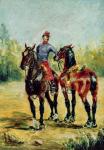 Two Horses and a Groom, 1880 (oil on canvas)
