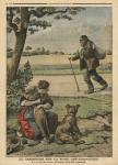 Vagabond is a nuisance for countryside, illustration from 'Le Petit Journal', supplement illustre, 20th October 1907 (colour litho)