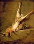 Dead hare with powder horn and gamebag, c.1726-30 (oil on canvas)