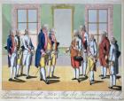 Emperor Leopold II (1747-92), Frederick William II King of Prussia (1744-97) and Frederick Augustus I the 'Just', Elector of Saxony (1750-1827) meeting at Pillnitz on 24th August 1791, engraved by Johann Hieronymus Loeschenkohl (1753-1807) (engraving)