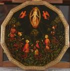 Confinement tray depicting the Triumph of Venus venerated by six legendary lovers: Achilles, Tristan, Lancelot, Samson, Paris and Troilus (oil on panel)