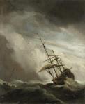 A Ship on the High Seas caught by a Squall, known as the 'Gust', 1680 (oil on canvas)