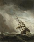 A Ship on the High Seas caught by a Squall, known as the 'Gust', 1680 (oil on canvas)