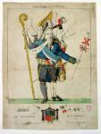 'The Man with Six Heads', caricature of Charles Maurice de Talleyrand-Perigord (1754-1838), 1815 (hand coloured engraving)