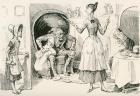 The Smallweed Family. "What work are you about now?" says Judy Smallweed, like a very sharp old beldame. "I'm a cleaning the upstairs back room, miss," replies Charley. "Mind you do it thoroughly, and don't loiter. Make haste! Go along!" Illustration by H