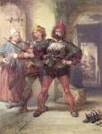 Mistress Quickly, Nym and Bardolph, from Shakespeare's Falstaff plays, (drawing)