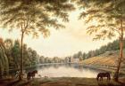 A View of the Lake and ruins of the Abbey at Painshill, Surrey