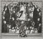 Lydgate presenting his book to King Henry V, from 'A Short History of the English People' by J. R. Green, published in 1893 (litho)
