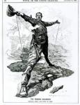 The Rhodes Colossus, from 'Punch', 10th December 1892 (engraving) (b/w photo)